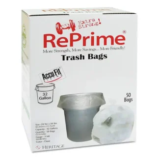 AccuFit® Linear Low Density Can Liners with AccuFit Sizing, 32 gal, 0.9 mil, 33" x 44", Clear, 50 Bags/Box, 6 Boxes/Carton