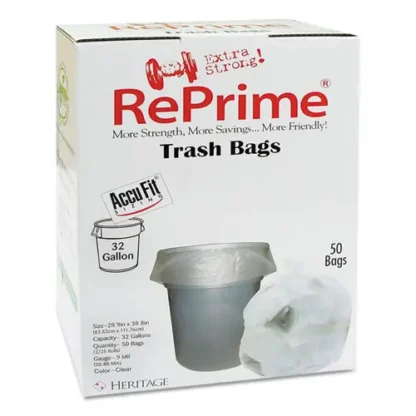 AccuFit® Linear Low Density Can Liners with AccuFit Sizing, 32 gal, 0.9 mil, 33" x 44", Clear, 50 Bags/Box, 6 Boxes/Carton