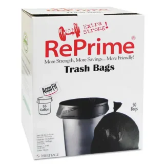 AccuFit® Linear Low Density Can Liners with AccuFit Sizing, 55 gal, 1.3 mil, 40" x 53", Black, 50 Bags/Box, 3 Boxes/Carton