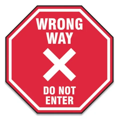 Accuform® Slip-Gard Social Distance Floor Signs, 12 x 12, "Wrong Way Do Not Enter", Red, 25/Pack