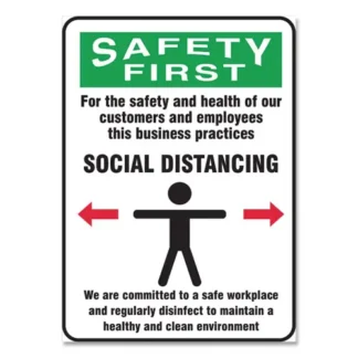 Accuform® Social Distance Signs, Wall Sign, Green/White, 10-Pack