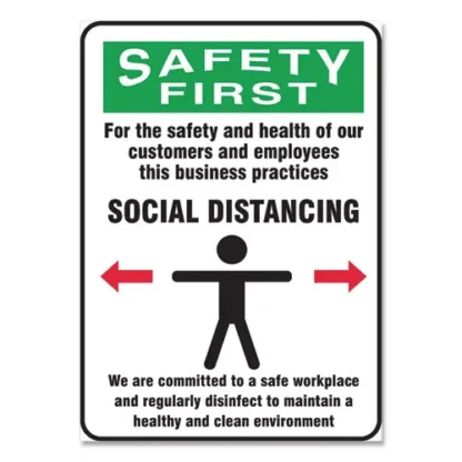 Accuform® Social Distance Signs, Wall Sign, Green/White, 10-Pack