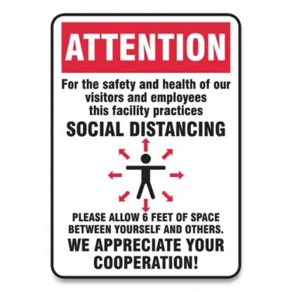 Accuform® Social Distance Signs, Wall Sign, 10 x 14, Red/White, 10/Pack