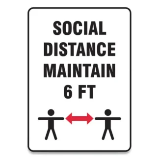 Accuform® Social Distance Signs, Wall Sign, 7" x 10", 'Social Distance Maintain 6 ft', White, 10/Pack