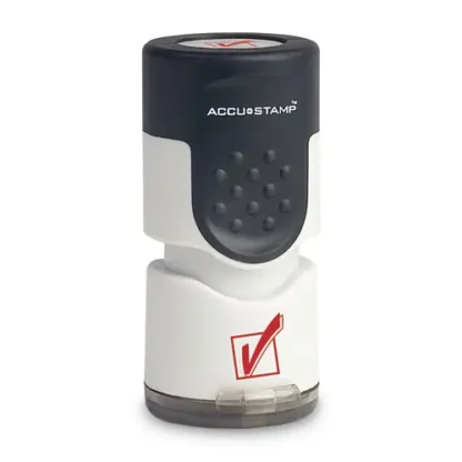 ACCUSTAMP® Pre-Inked Round Stamp, Check Mark, 0.63" dia, Red
