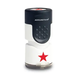 ACCUSTAMP® Pre-Inked Round Stamp with Microban, Star, 0.63" dia, Red