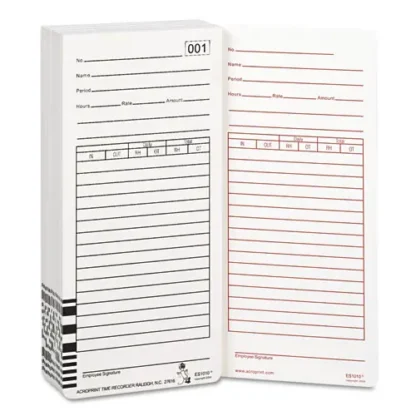 Acroprint® Time Clock Cards for Acroprint ES1000, Two Sides, 3.5 x 7, 100/Pack
