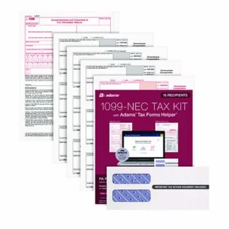 Adams® 4-Part 1099-NEC Tax Form Kit with Security Envelopes & Tax Forms Helper®, 2024, 15 Forms, 8.5 x 3.66, 3 Forms/Sheet