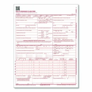 Adams® CMS Health Insurance Claim Form, Two-Part Carbonless, 100 Forms, 8.5 x 11