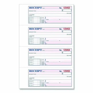 Adams® Money/Rent Receipt Book, Two-Part Carbonless, 200 Forms