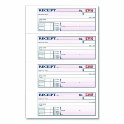 Adams® Money/Rent Receipt Book, Two-Part Carbonless, 200 Forms