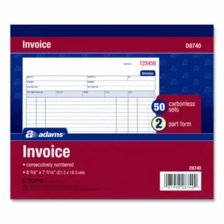 Adams® Multipart General-Purpose Invoice Pad, Two-Part Carbonless, 50 Forms, 8.38" x 6.69"