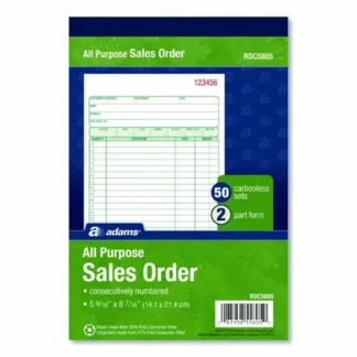 Adams® Multipart General-Purpose Sales Pad, Two-Part Carbonless, 50 Forms, 5.56 x 7.94 Inches