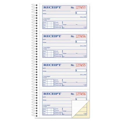 Adams® Multipart Money/Rent Receipt Book, Two-Part Carbonless, 4.75 x 2.75, 4 Forms/Sheet, 200 Forms Total