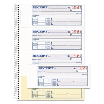 Adams® Multipart Money/Rent Receipt Book, Two-Part Carbonless, 200 Forms, 7.13" x 2.75", 4 Forms per Sheet
