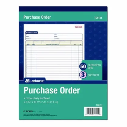 Adams® Multipart Purchase Order Pad, Three-Part Carbonless, 50 Forms, 8.38 x 10.19