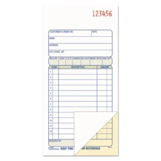 Adams® Multipart Sales Order Pad, Two-Part Carbonless, 12 Lines, 50 Forms, 3.34" x 6.69"