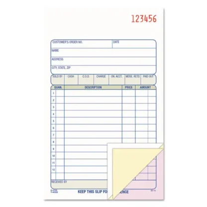 Adams® Multipart Sales Order Pad, Three-Part Carbonless, 4.19 x 6.69, 50 Forms