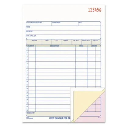 Adams® Multipart Sales Order Pad, Three-Part Carbonless, 50 Forms, 5.56" x 7.94"