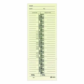 Adams® Time Cards for Acroprint, Amano and Lathem Time Clocks, One Side, 3.38" x 9", 200/Pack
