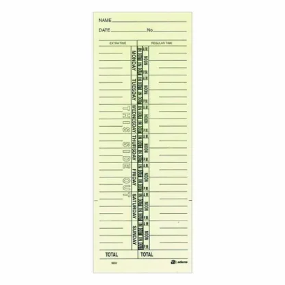 Adams® Time Cards for Acroprint, Amano and Lathem Time Clocks, One Side, 3.38" x 9", 200/Pack