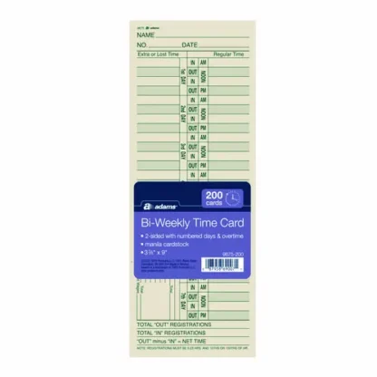 Adams® Time Cards for Acroprint, Amano and Lathem Time Clocks, 200/Pack