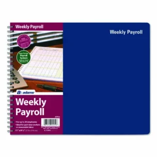 Adams® Weekly Payroll Record Book for 20 Employees, Royal Blue Cover, Two-Page Spread with 36 Columns, 8.5 x 11 Inches, 56 Sheets