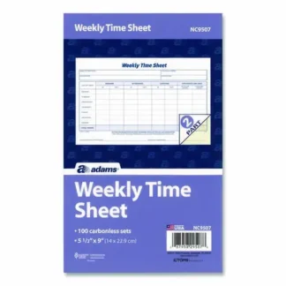 Adams® Weekly Time Sheets, Two-Part Carbonless, 8.5 x 5.5, 100 Forms