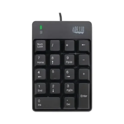 Adesso Spill-Resistant 18-Key Numeric Keypad, Black