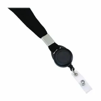 Advantus Breakaway Badge Reel with Lanyard, Extends 30", Black/White, 12/Pack