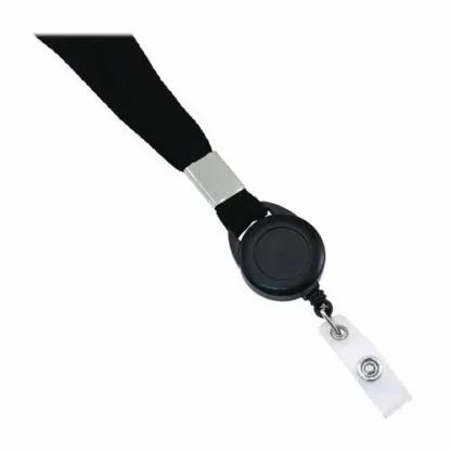 Advantus Breakaway Badge Reel with Lanyard, Extends 30", Black/White, 12/Pack