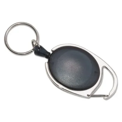 Advantus Carabiner-Style Retractable ID Card Reel, Smoke, 6/Pack