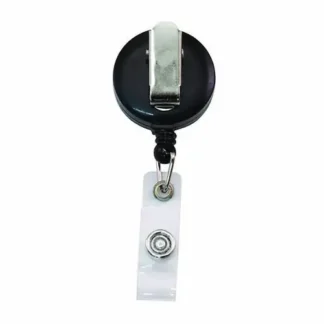 Advantus Clip-On Badge Reel, Extends 30", Black, 12/Pack