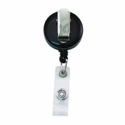 Advantus Clip-On Badge Reel, Extends 30", Black, 12/Pack