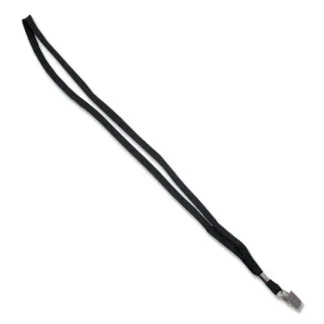 Advantus Deluxe Lanyards, Metal Clip Fastener, 36" Long, Black, 24/Box