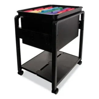 Advantus Folding Mobile File Cart, Plastic, Black, 14.5" x 18.5" x 21.75"