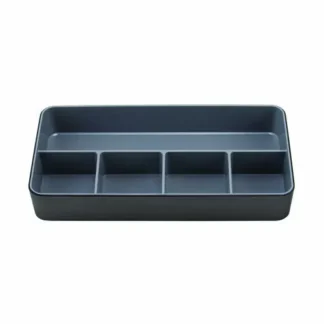 Advantus Fusion Five-Compartment Plastic Accessory Holder, Black/Gray