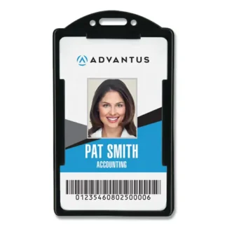 Advantus ID Card Holders, Vertical, Black, Pack of 25