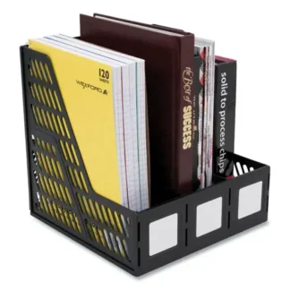 Advantus Literature File with Three Slots, Black, 10 x 10 x 10.25 Inches