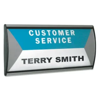 Advantus People Pointer Wall/Door Sign, Aluminum Base, 8.75 x 4, Black/Silver