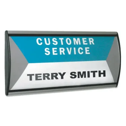 Advantus People Pointer Wall/Door Sign, Aluminum Base, 8.75 x 4, Black/Silver