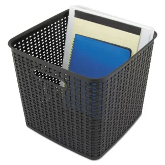 Advantus Plastic Weave Bin, Extra Large, Black, 2/Pack