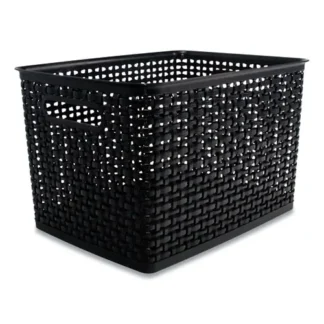 Advantus Plastic Weave Bin, Large, Black, 13.5" x 10.5" x 8.75"