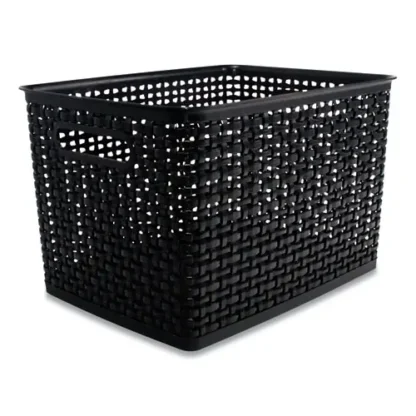 Advantus Plastic Weave Bin, Large, Black, 13.5" x 10.5" x 8.75"