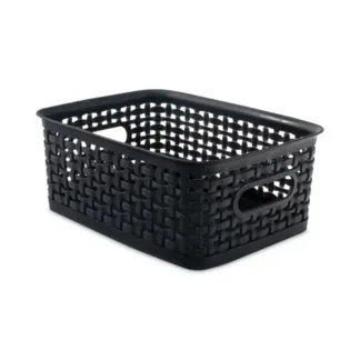 Advantus Plastic Weave Bin, Small, 10" x 7.5" x 4", Black