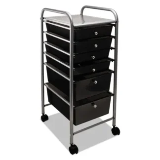 Advantus Portable Drawer Organizer, Metal, 6 Drawers, Matte Gray/Smoke