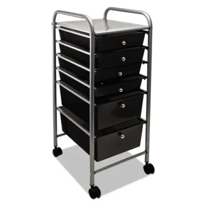 Advantus Portable Drawer Organizer, Metal, 6 Drawers, Matte Gray/Smoke