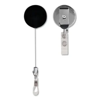 Advantus Premier Heavy-Duty Retractable ID Card Reel, 24" Extension, Black/Silver, 12/Box