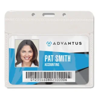 Advantus PVC-Free Badge Holders, Horizontal, Clear, 4.5" x 4" Holder, 4.13" x 3.25" Insert, 50/Pack