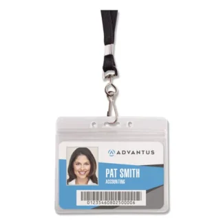 Advantus Resealable Badge Holders Combo Pack with 36" Lanyard, Horizontal, Frost, 20/Pack